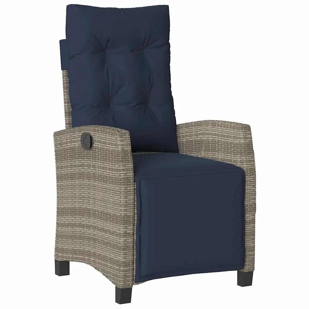 Set da Pranzo per Giardino con cuscino 7 pcs Grigio polyrattan