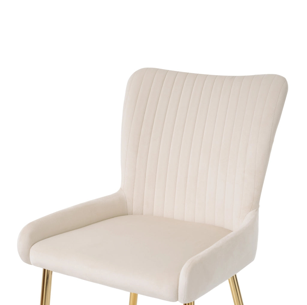 Set di 2 sedie da pranzo in velluto beige e oro