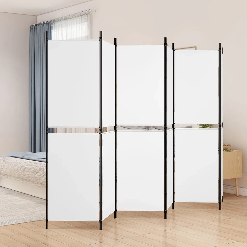 Divisorio a 6 Pannelli Bianco 300 x 180 cm Tessuto 350222
