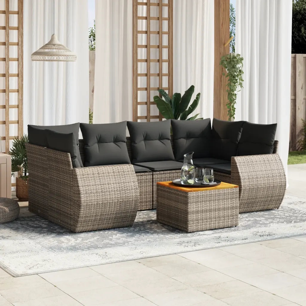 Set Divani da Giardino 7 pz con Cuscini Grigio in Polyrattancod mxl 89791
