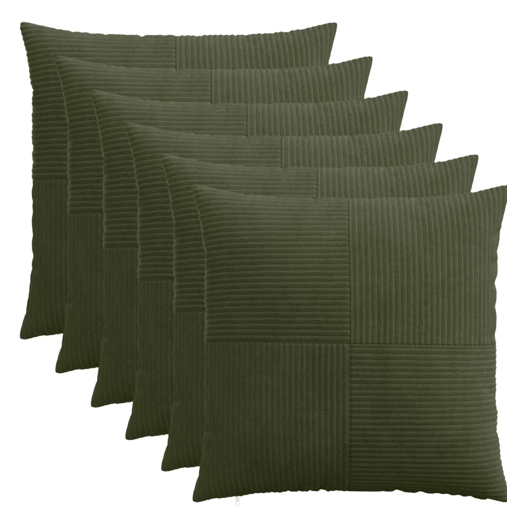 Federa 6 pcs ALMELO Verde 60 x 60 cm corduroy 915418