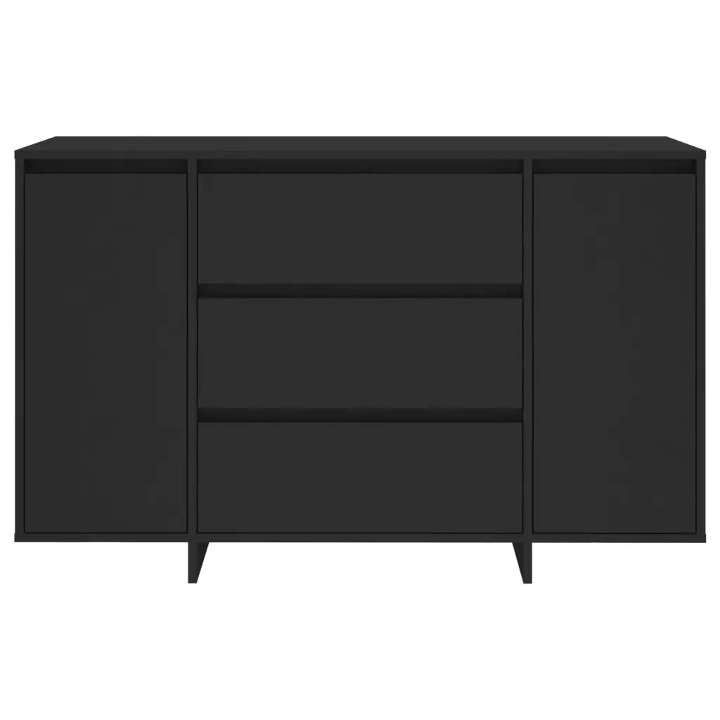 Credenza | Madia | Buffet da pranzo | Armadio da pranzo con 3 Cassetti Nera 120x41x75 cm in Truciolato