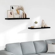 Scaffali a Parete 2 pz Nero Lucido 80x23,5x3,8 cm in MDF cod mxl 33364