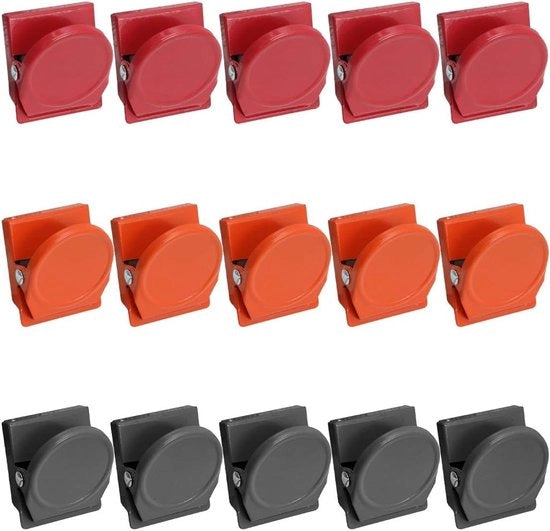 Magneetklemmen Colorate per Pribord e Frigorifero - 15 pezzi - Magneti in acciaio per Whiteboard - Utilizzo a casa e in ufficio - Bacheche per memo.