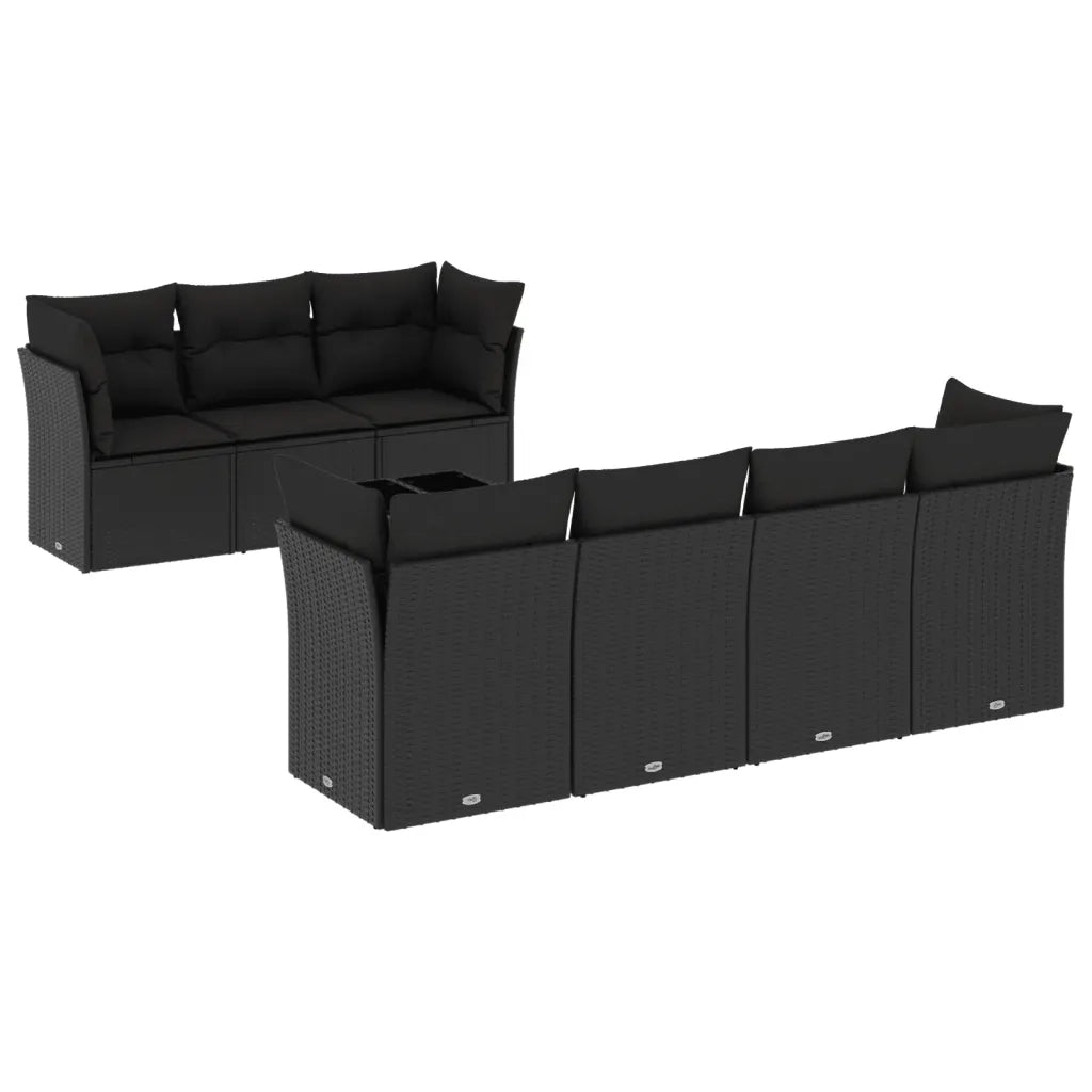 Set Divani da Giardino con Cuscini 8 pz Nero in Polyrattan 3249114