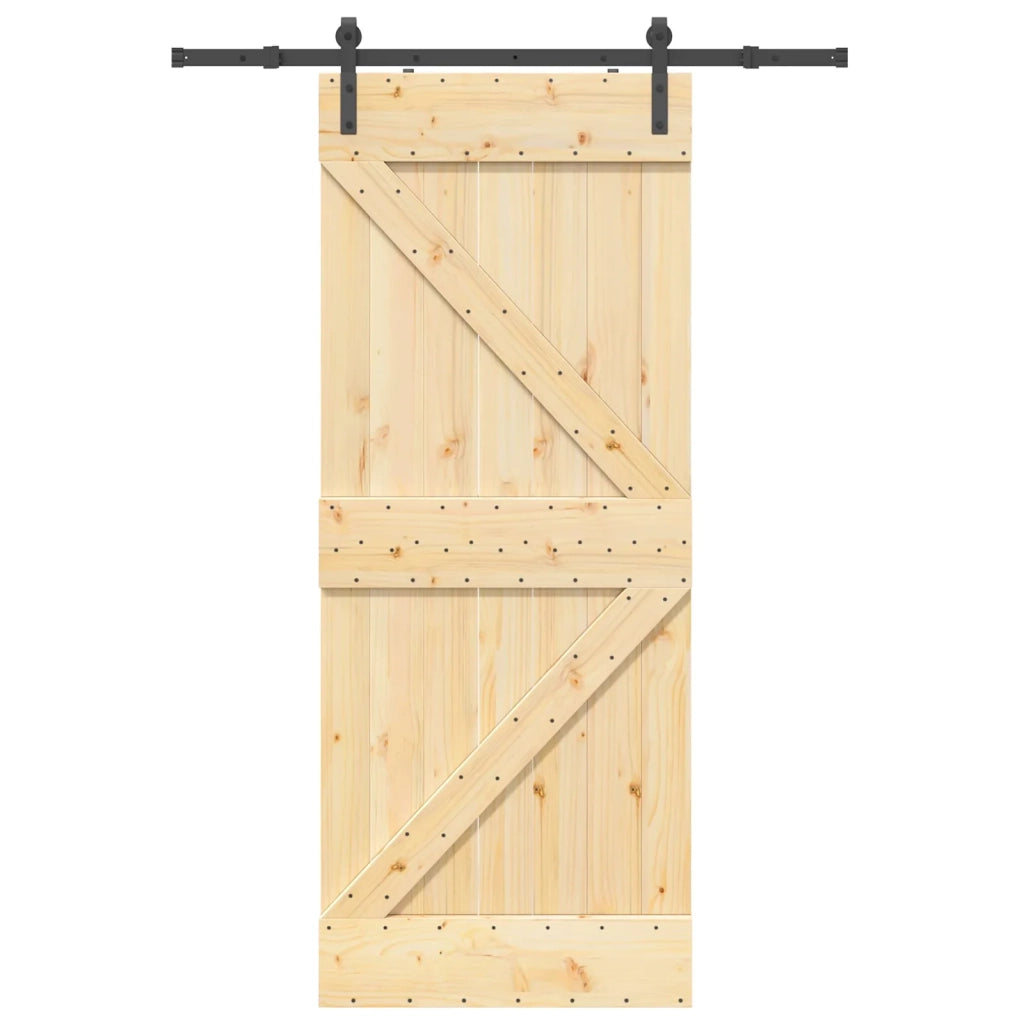 Porta scorrevole NARVIK Naturale e Nero 85 x 210 cm (152,5 cm) 3445204