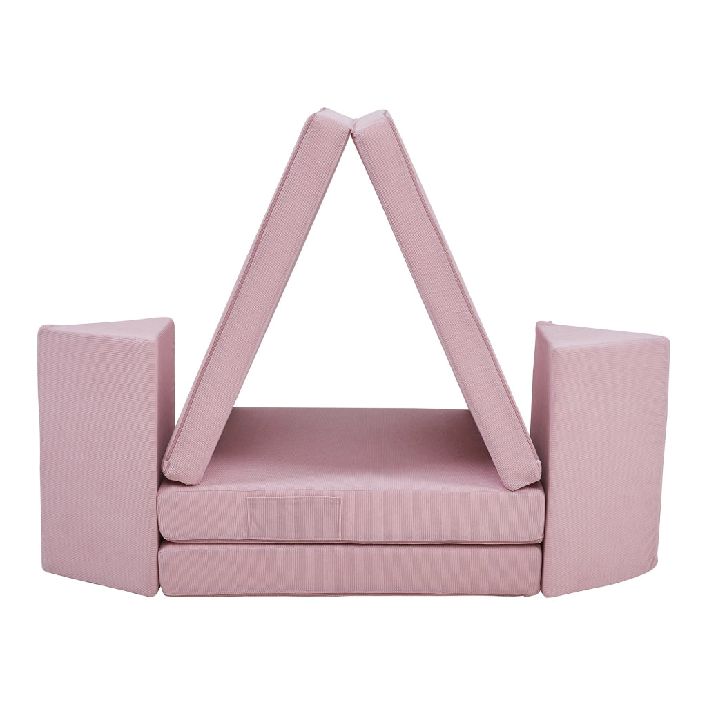 Divano Componibile per Bambini Norhulta Set Modulare Imbottito 150x66x46 cm Velluto a Coste Rosa [en.casa]