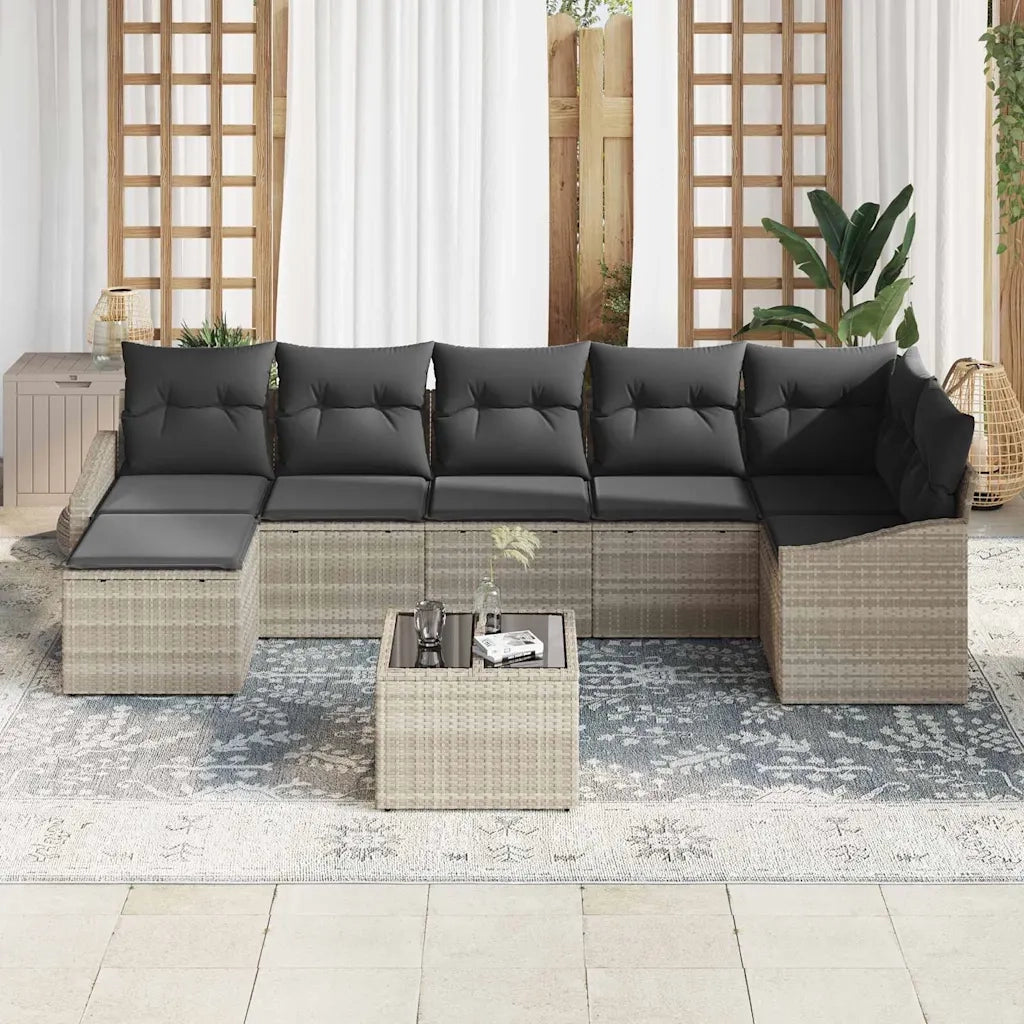 Set Divano da Giardino 8 pcs Grigio chiaro polyrattan 3355491