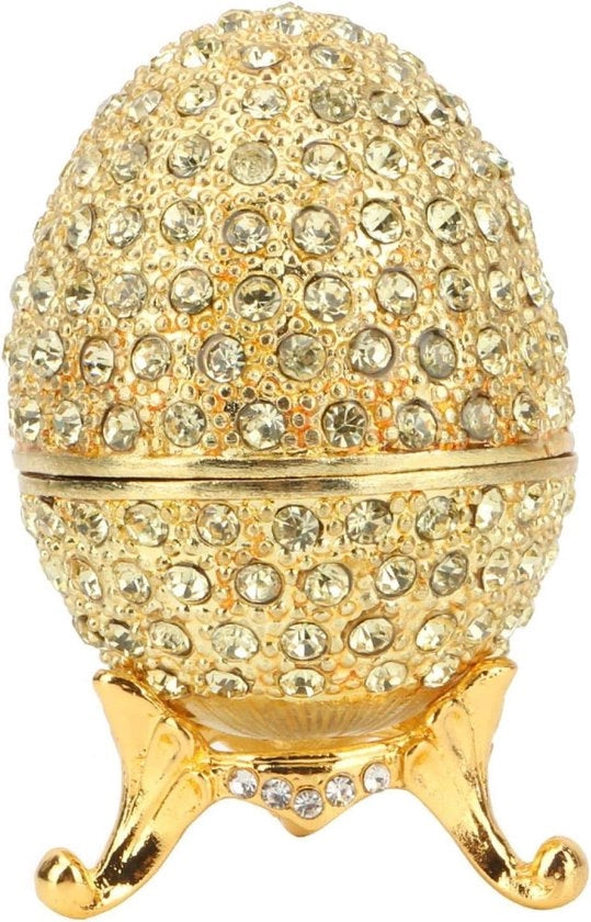 Uovo Vintage a mano dipinto con diamanti - Cassetta di pasqua trinket con stile Fabergé