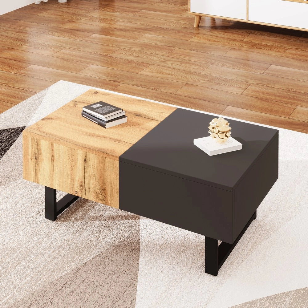 Tavolino da Caff¨¨ Multifunzione con Ripiano ¨C MINIMAL ¨C Legno e Metallo, 155x55x40