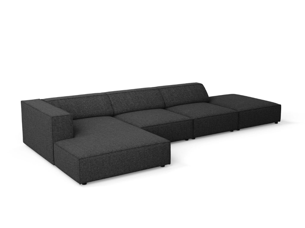 Cosmopolitan Design - Divano angolare sinistro "Arendal" 5 posti in ciniglia nero 