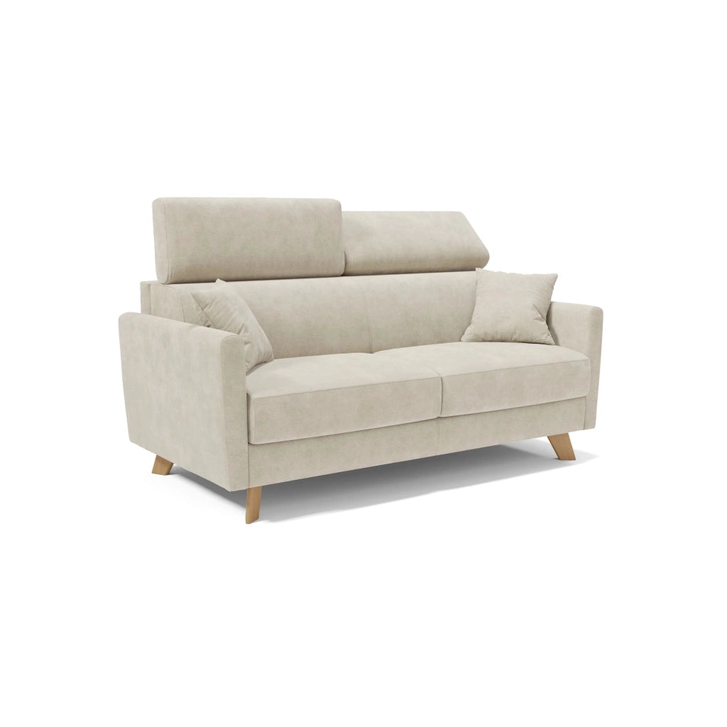 Francy Divano letto matrimoniale con poggiatesta regolabili in tessuto impermeabile e smacchiabile T17 180 cm (mat. 140x197) panna
