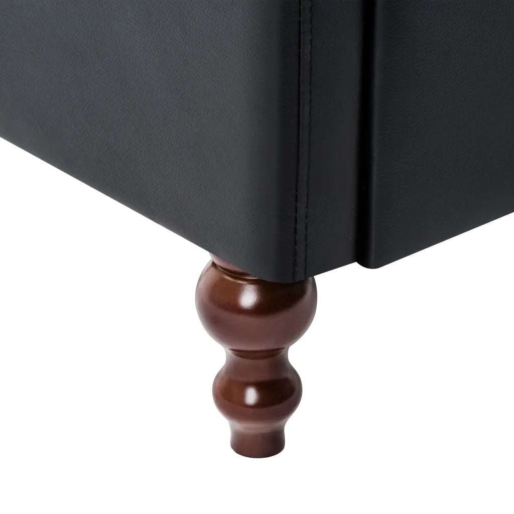 Divano Chesterfield a 3 Posti Rivestito in Similpelle Nero 247154