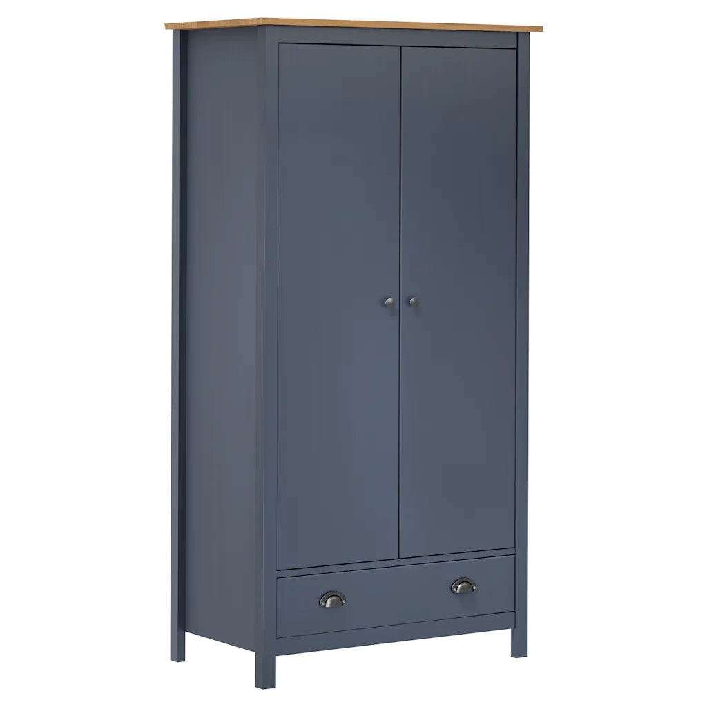 Armadio a 2 Ante Hill Grigio 89x50x170 cm in Legno di Pino cod mxl 68576