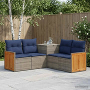 Set di divani 5 pz Grigio e Blu Navy Rattan sintetico e Acciaio 3447963
