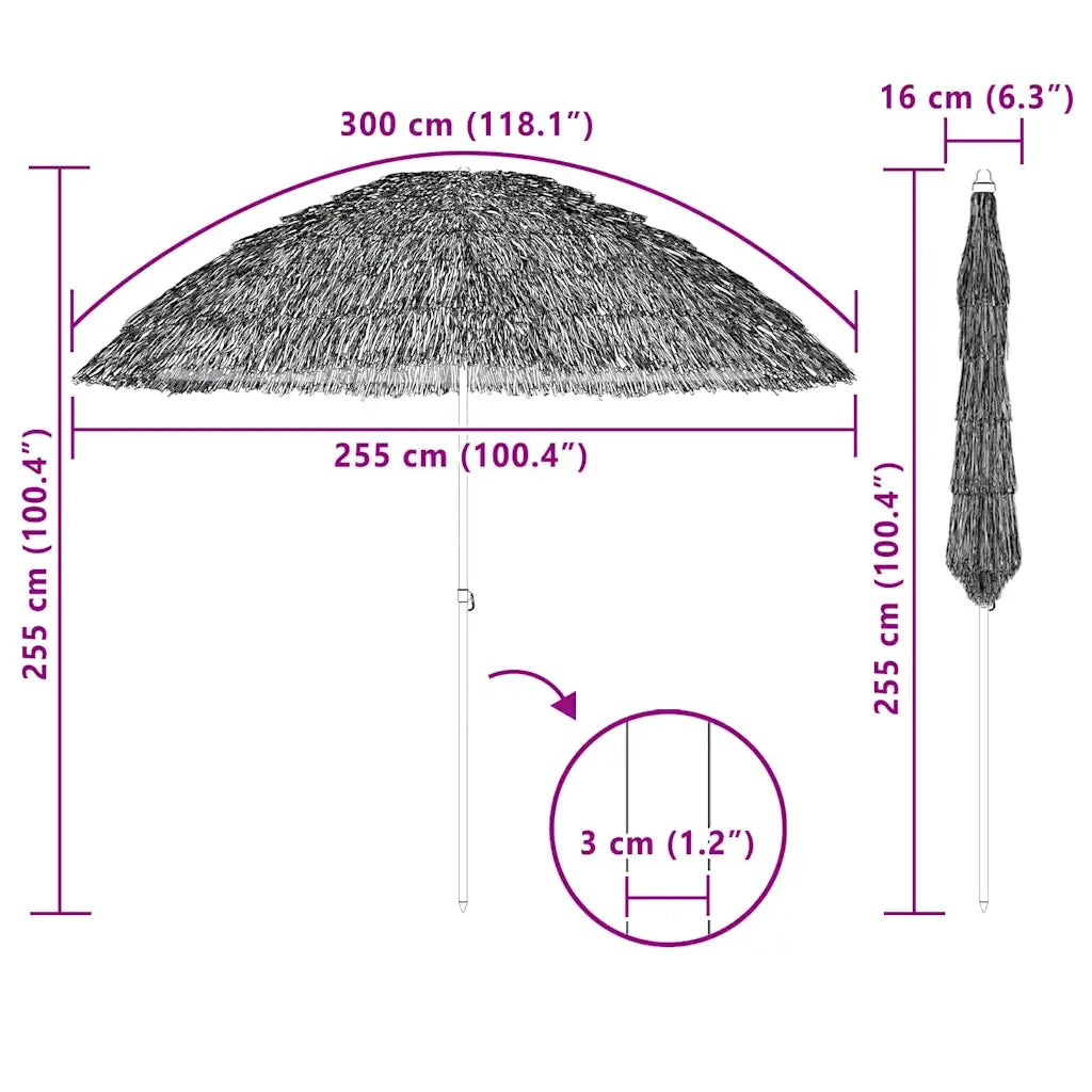 vidaXL Ombrellone da Spiaggia Marrone Ø 265 x 267 cm Acciaio