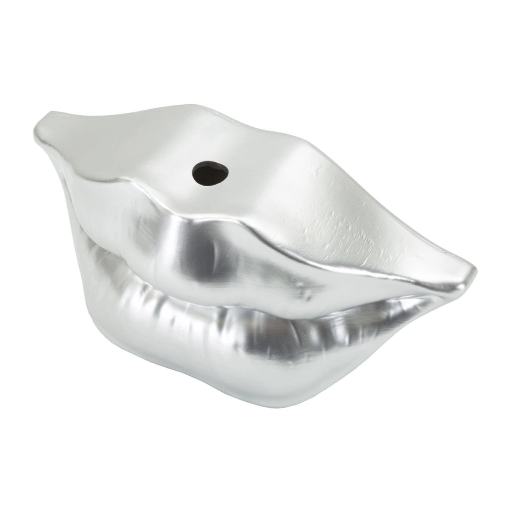 Vaso Decorativo Bocca, Argento, Poliresina, 12x23x8 cm
