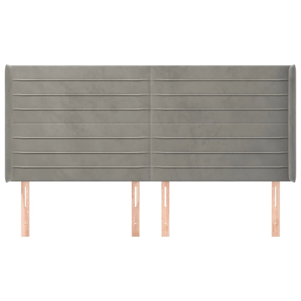 Testiera | Testata ad Orecchio Grigio Chiaro 183x16x118/128 cm in Velluto