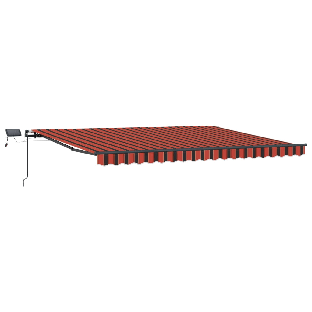 Tenda retrattile manuale con LED in arancione e marrone 400x350 cm
