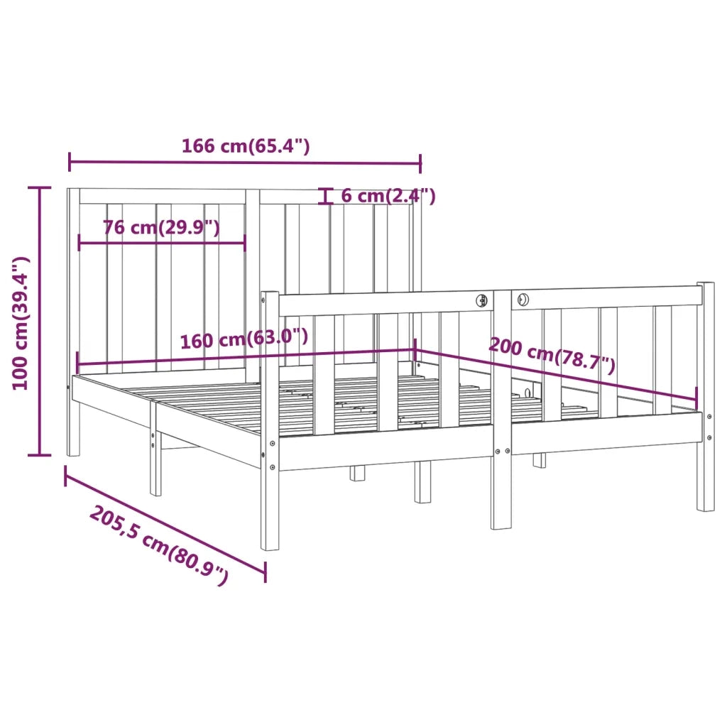 Giroletto-Struttura Letto Bianco in Legno Massello 160x200 cm 779009