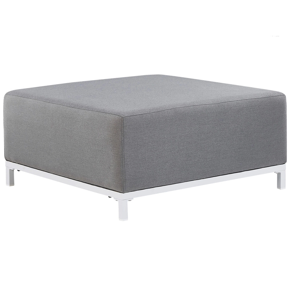 Rivestimento in poliestere grigio ottomana Gambe in alluminio bianco Struttura in metallo Resistente all'acqua per esterni e interni