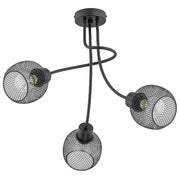 Plafoniera PLENA 3 luci rete metallica E27 nera Alfa