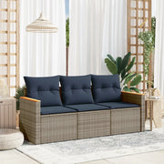 Set Divani da Giardino 3 pz con Cuscini Grigio in Polyrattan 3225760