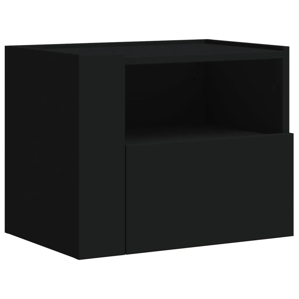 Comodino a Muro-Tavolino da notte sospeso Nero 45x30x35 cm 851507