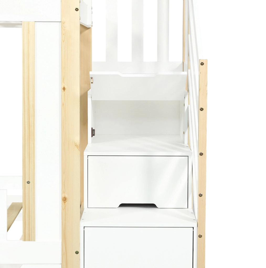 Letto a castello per bambini 90x200 cm con scala contenitore