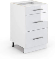 Cassettiera da bagno Fame-Line, Bianco lucido, 50 x 82 cm senza piano di lavoro, per la conservazione di articoli da bagno e prodotti per la pulizia
