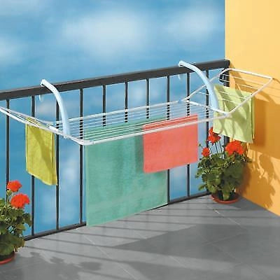 Gimi BREZZA 200 Stendibiancheria da Balcone Acciaio e Resina 18 mt di Stenditura 178x55x28 cm colore Blu Bianco