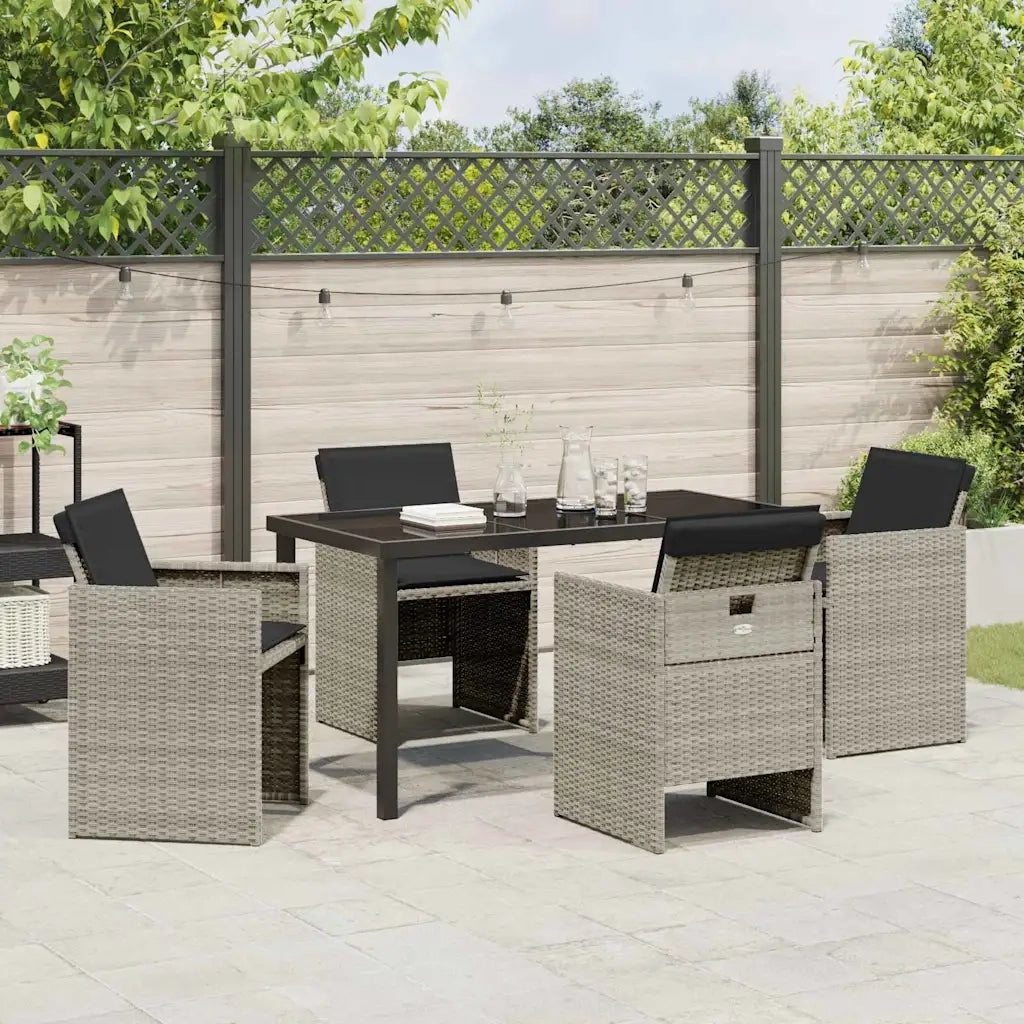 Set da Pranzo per Giardino 5 pcs Grigio chiaro polyrattan
