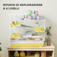 Gabbia per Criceti a 4 Livelli 78x45x73 cm con Tubi e Accessori in Metallo PP e PS Bianco