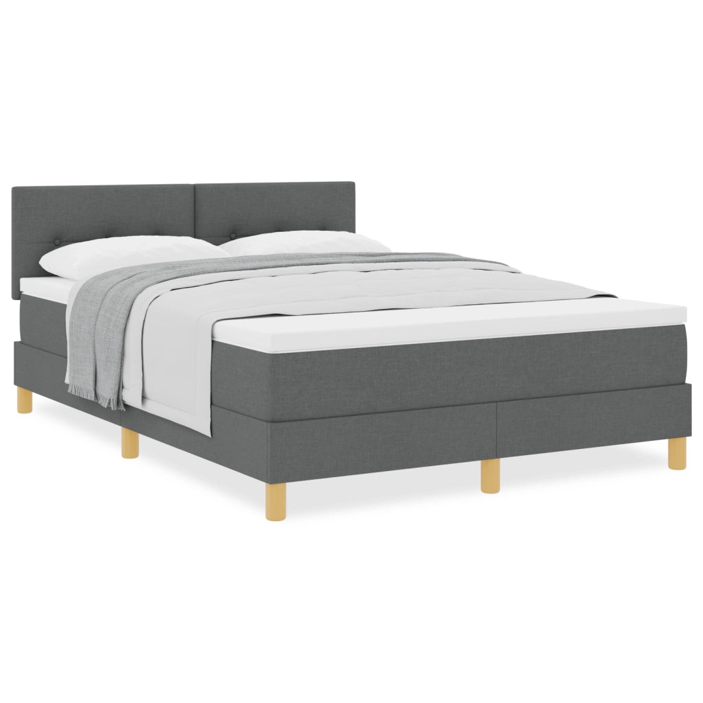 Letto con Box Spring e Materasso Grigio Scuro 160x200 cm Tessuto