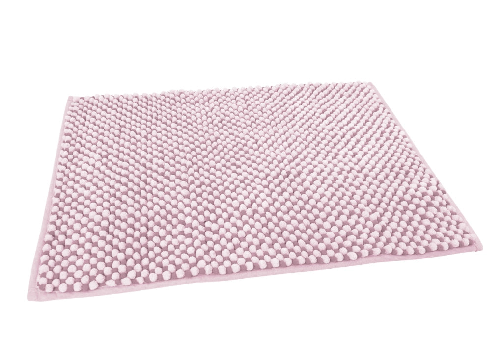 Tappeto Bagno Doccia Antiscivolo In Ciniglia Super Assorbente Modello Dots - 60x120 - Rosa