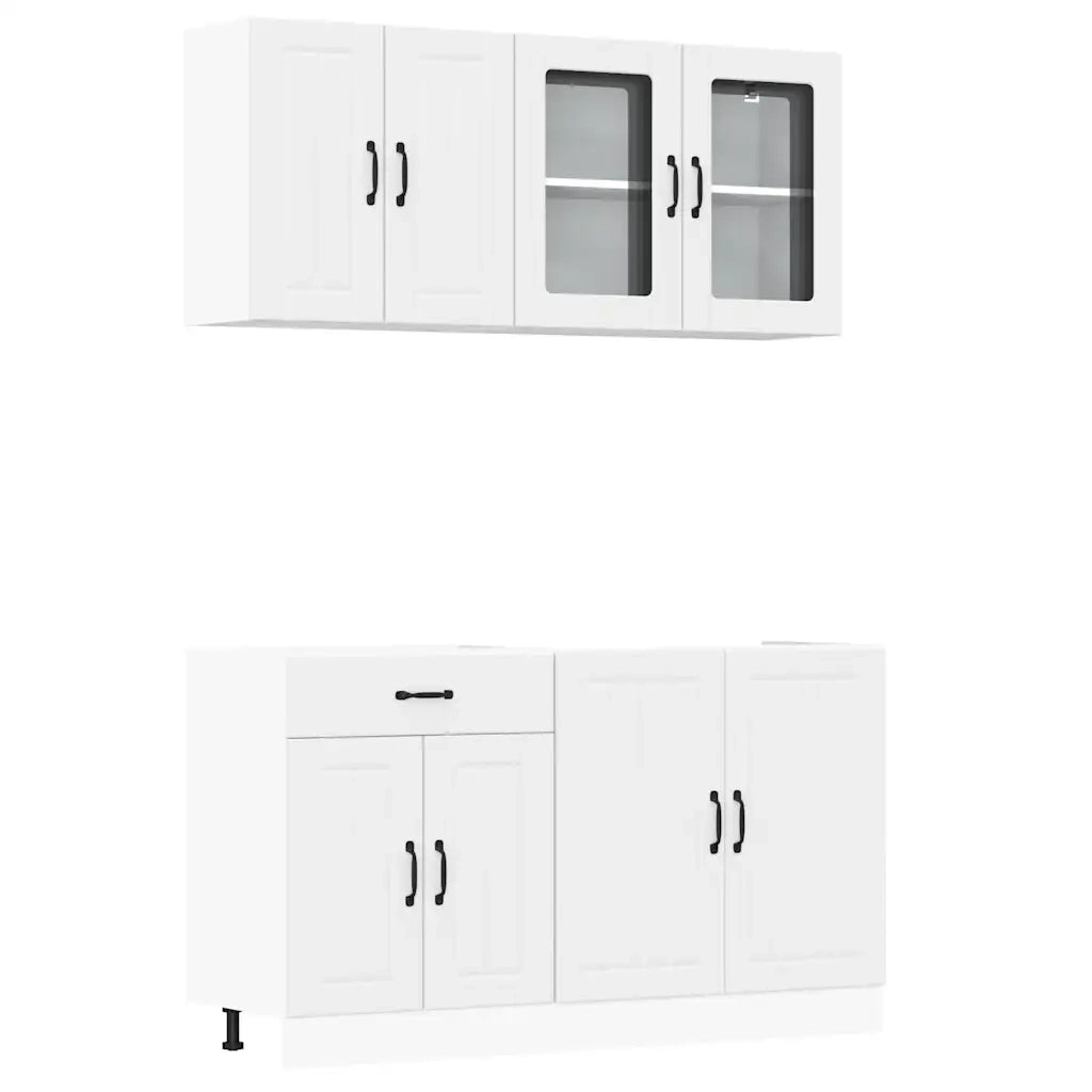 Set Mobili da Cucina 4 pz-Armadietto Cucina Lucca Bianchi Legno Multistrato