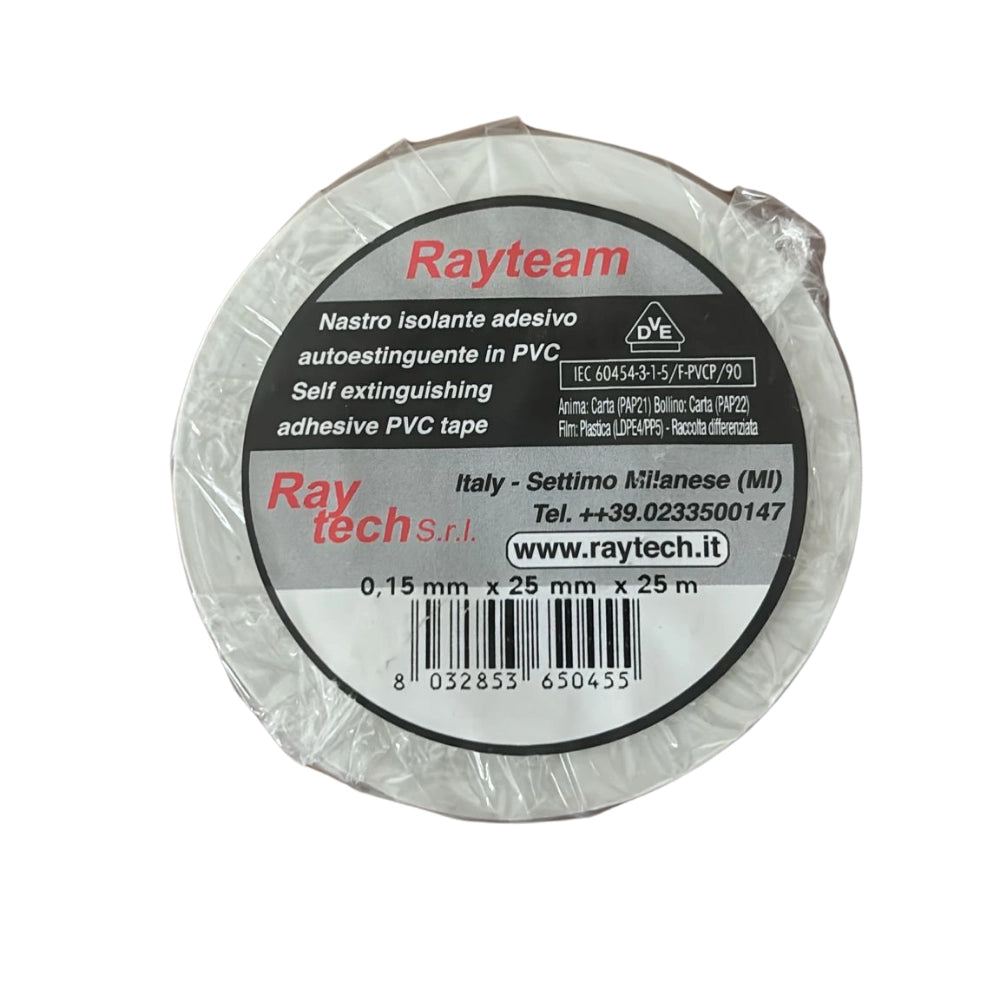 Nastro isolante in pvc autoestinguente raytech per impianti elettrici e cablaggi *** colore bianco, dimensioni 25 mm ...