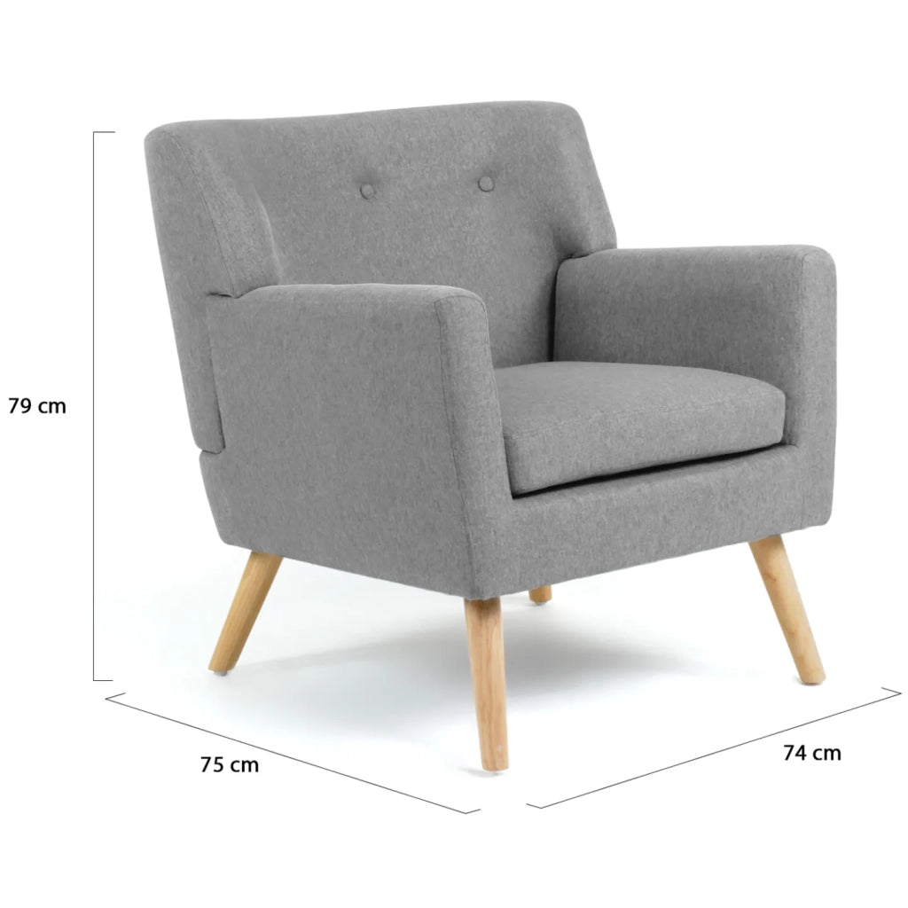 IDMarket - Poltrona scandinava in tessuto grigio chiazzato LIV
