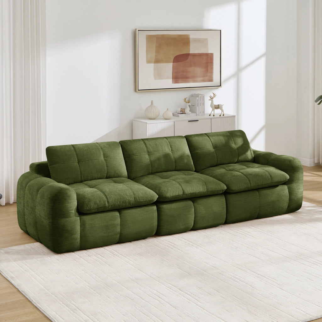 Divano modulare 3 posti senza telaio 264x97x68 cm in chenille verde