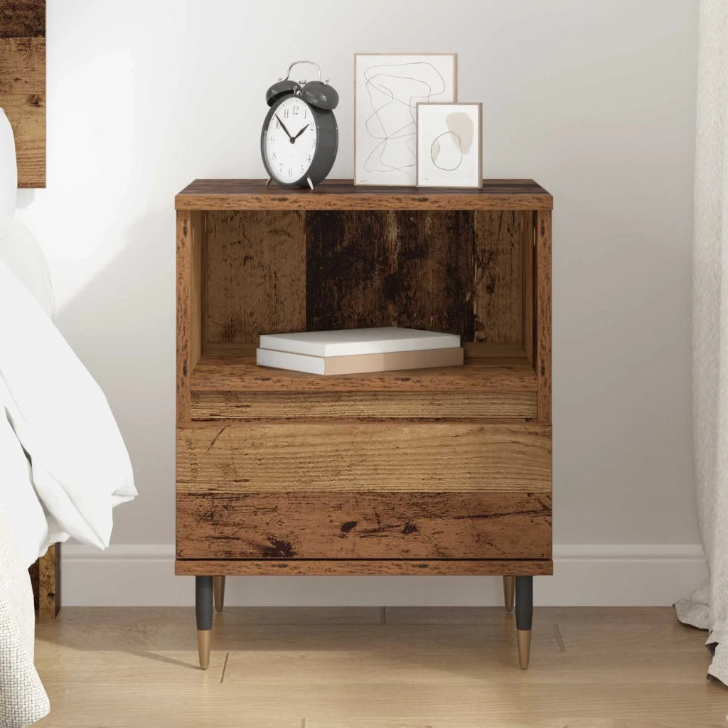 Armadio da Notte con cassetto Legno vecchio 40 x 35 x 50 cm 882649