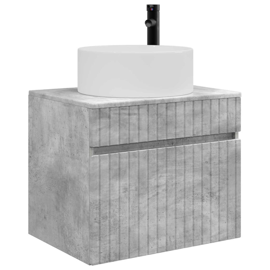 Mobiletto da Bagno a Muro Grigio Cemento 59 x 44,5 x 50 cm