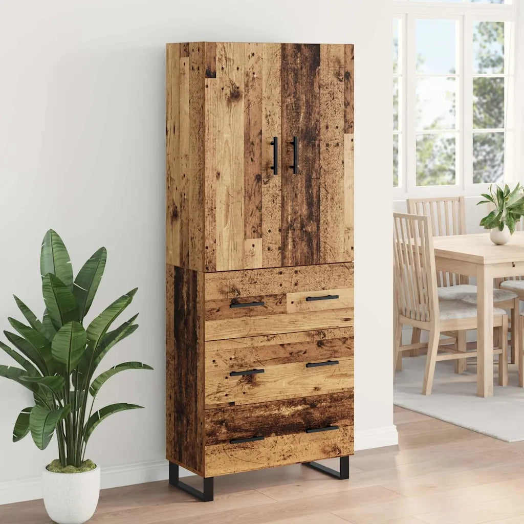 Credenza con cassetto 2 pcs Legno vecchio 69,5 x 34 x 180 cm