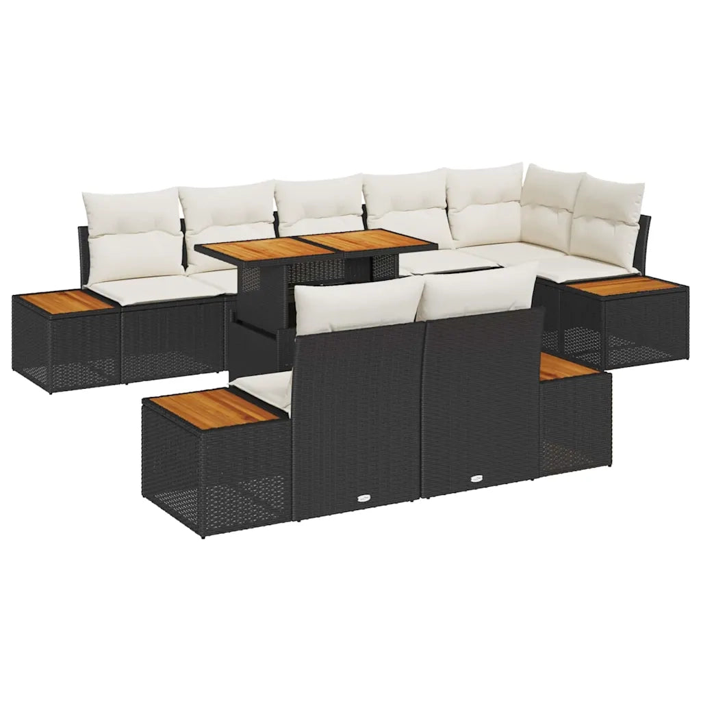 Set Divano da Giardino con archiviazione 9 pcs Nero Poly Rattan 3358816