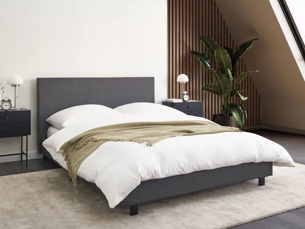 Letto matrimoniale ad acqua moderno in tessuto grigio 160 x 200 cm con materasso poggiatesta Design moderno