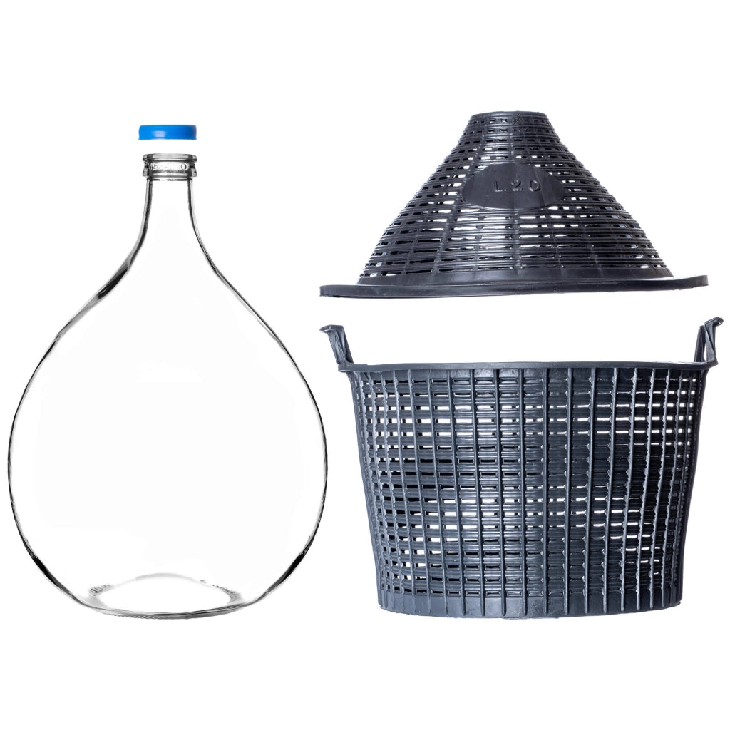 Set per vino KADAX con bottiglia da 20 litri e gorgogliatore in sughero per la fermentazione.