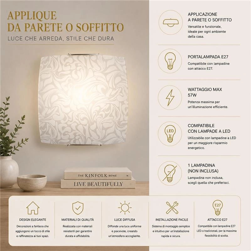 CORINNA LAMPADA PLAFONIERA DA SOFFITTO E27 1 LUCE 30 CM