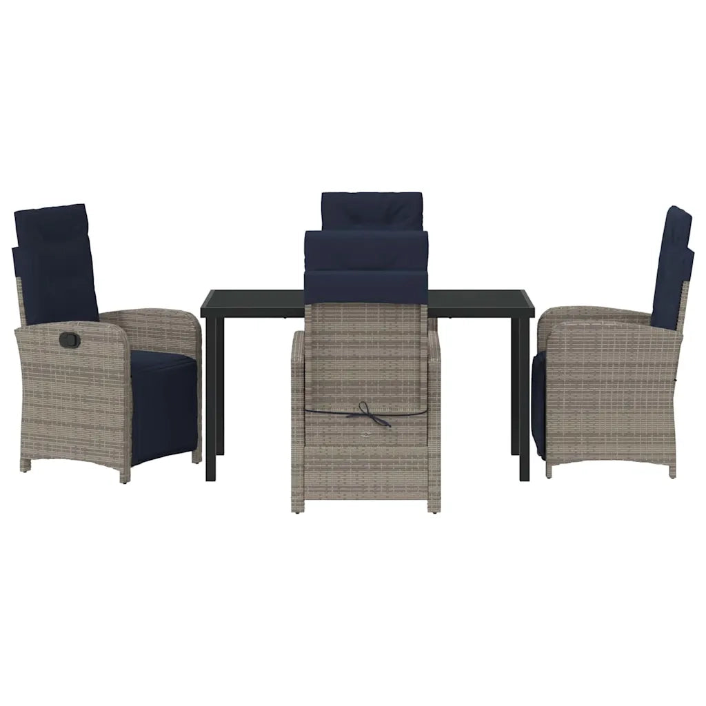 Set da Pranzo per Giardino con cuscino 5 pcs Grigio polyrattan 3380360
