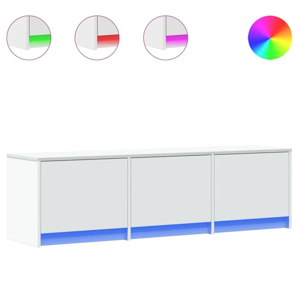 Mobile TV con led Bianco 140 x 34 x 40 cm Legno multistrato