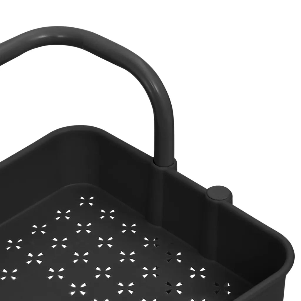 Carrello da Cucina 3 Ripiani Nero 42x35x85 cm Ferro e ABS CFW5200519
