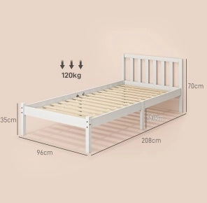 Letto singolo 200x90 cm con spazio sottostante in legno bianco